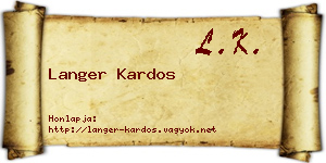 Langer Kardos névjegykártya